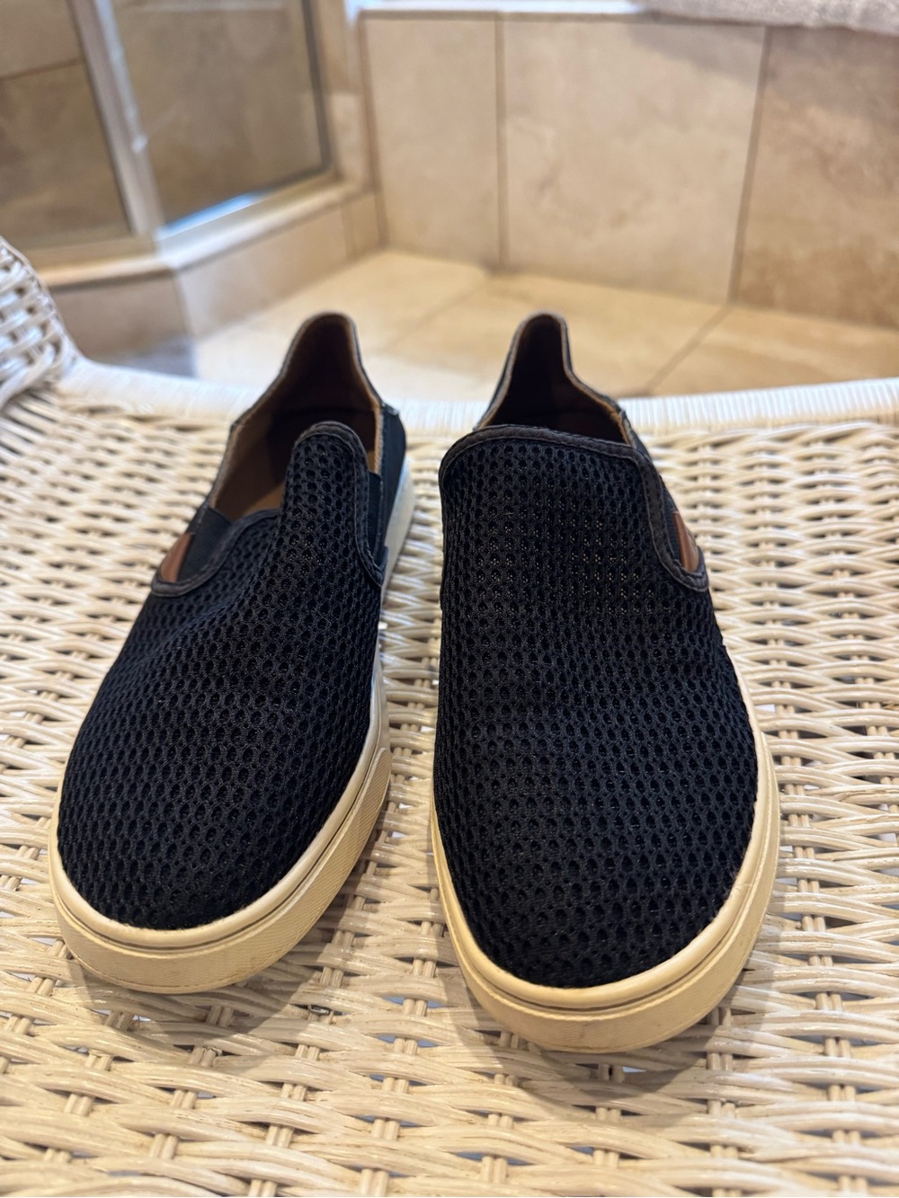 Women's Olukai Black Slip-On Mesh Sneakers - Casual Comfort